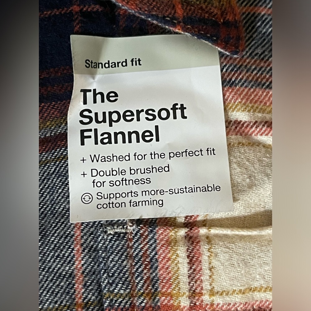 Sonoma Men’s The Super Soft Flannel Orange, Blue & cream NWT Size Large # 2127 - Picture 7 of 9